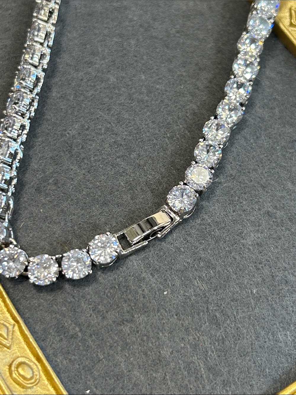 Silver Clear Crystal Tennis Necklace - Elegant Sparkle - Picture 9 of 10